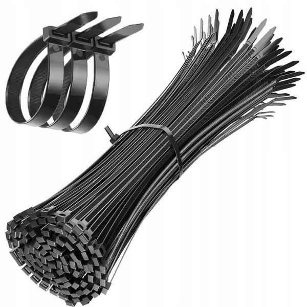 OPASKI ZACISKOWE KABLOWE TRYTKI ZIPERKI TRYTYTKI 2,5x100 CZARNE 100 SZTUK Szerokość 2.5 mm