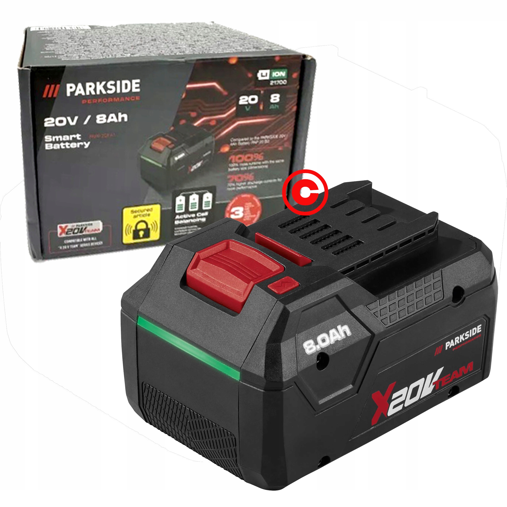 Akumulator Parkside Li-Ion 20V 8Ah Smart Bluetooth Box Nowy Model