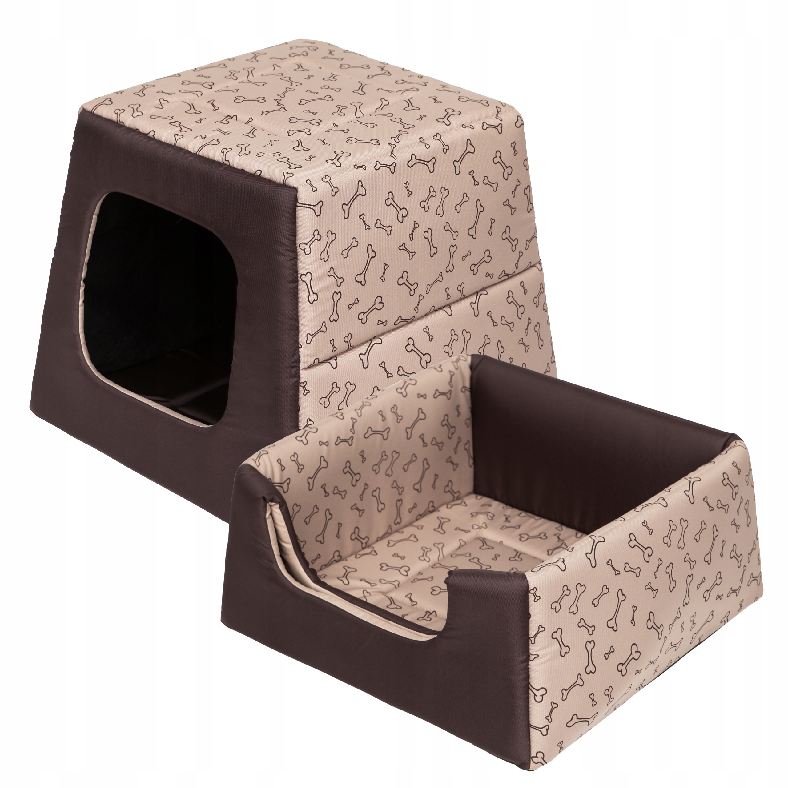 Pelíšek a bouda 2v1, kryté pelíšek s matrací pro psa 37x37 cm