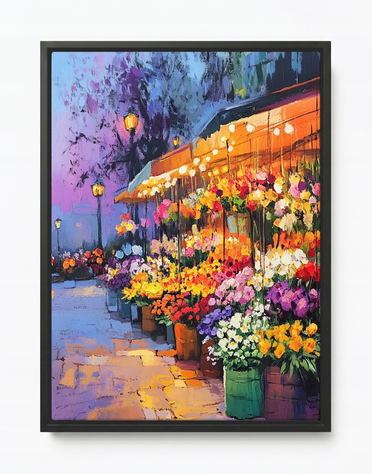 Obraz Rám Americký Box Město Ulice Večer Obchod Stragan Květiny 60x80
