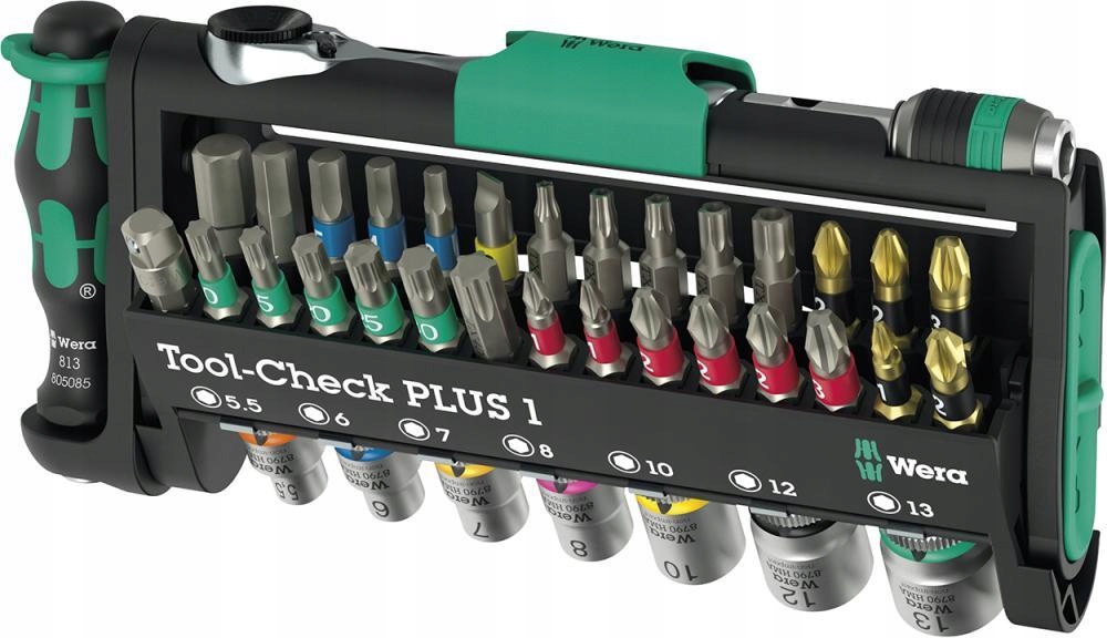 Sada Wera bitov a nástavcov s račňou Tool-Check Plus 39-dielna