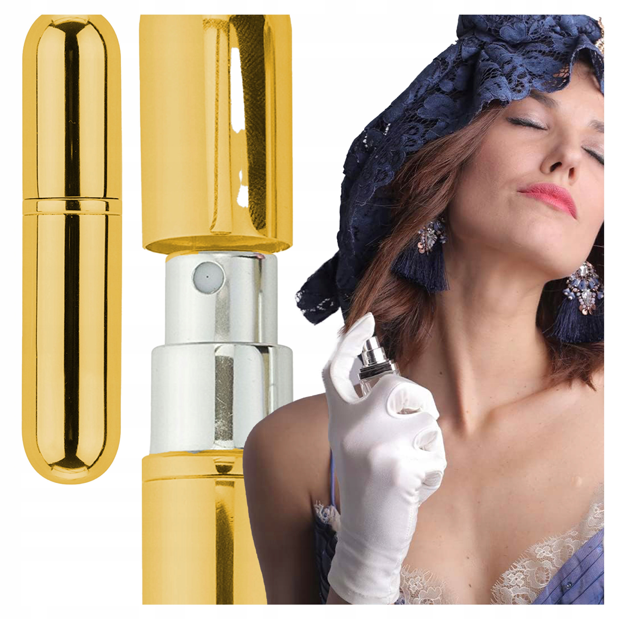 ATOMIZER PODRÓŻNY DO PERFUM FIOLKA 6ml ZŁOTY METAL BUTELKA NA PERFUMY