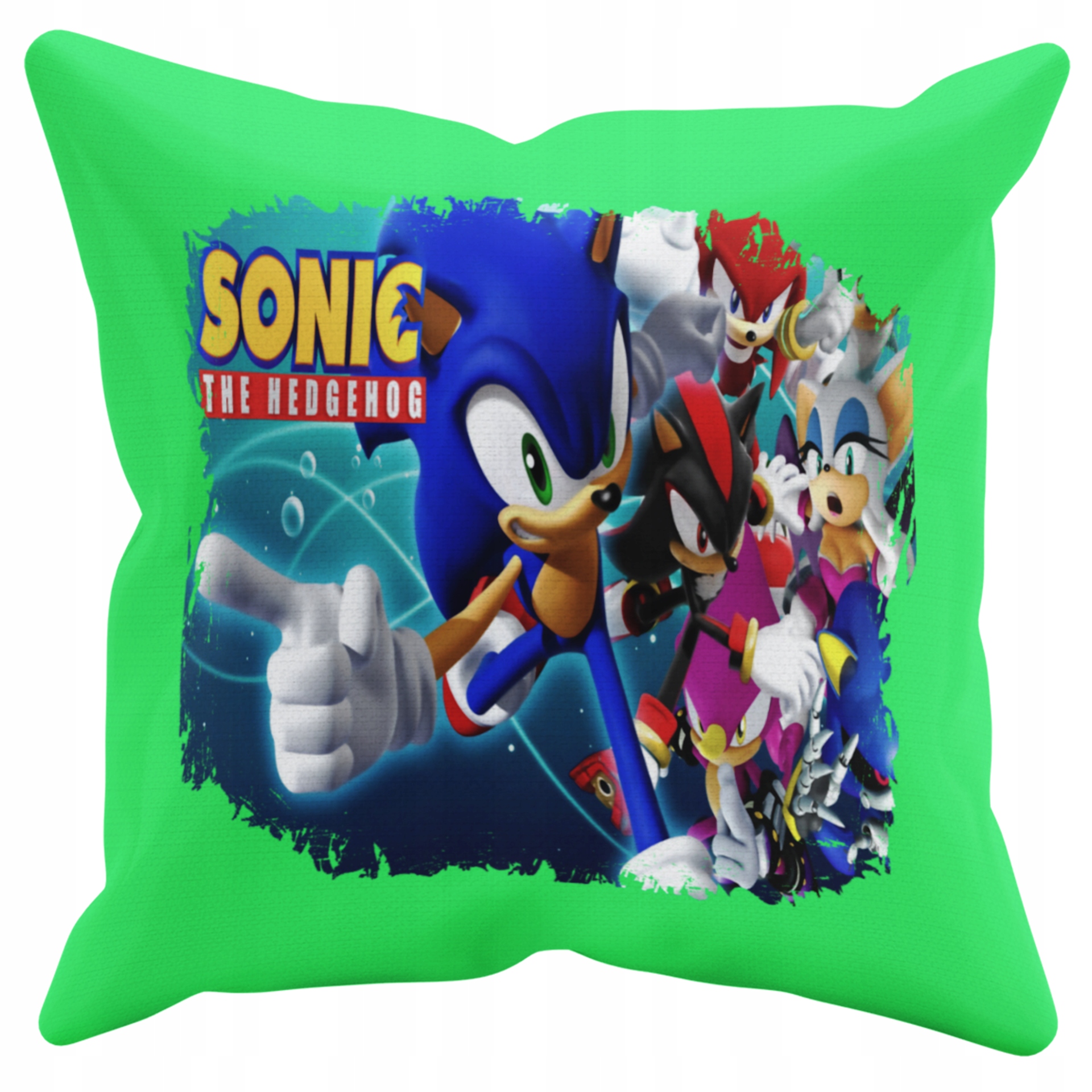 POSZEWKA NA PODUSZKĘ JAŚKA DO PRZEDSZKOLA SONIC JEŻYK + IMIĘ GRATIS Kolor dominujący odcienie zieleni