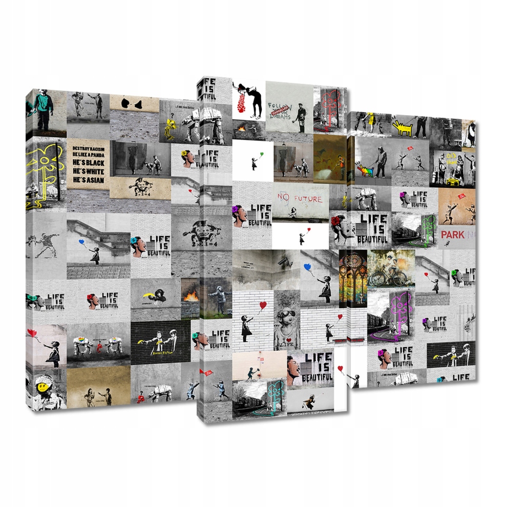 

Obraz 90x70 Mega Mix Banksy Kolaż