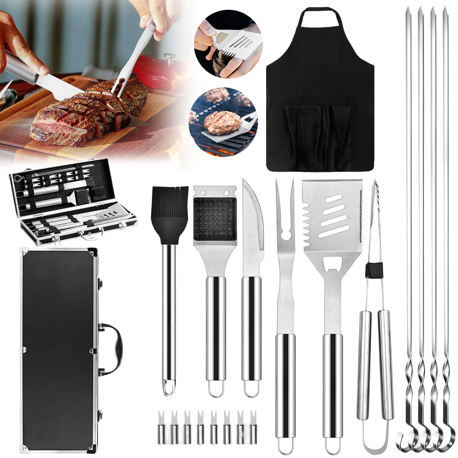 Grilovací Příslušenství Sada Kleští Na Nářadí Z Nerezové Oceli Pouzdro 21V1