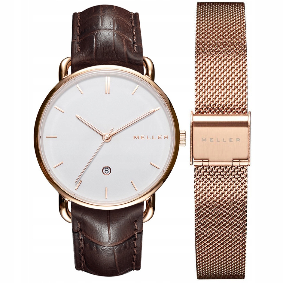 Dámské hodinky Meller W3R-1GREY- WRST-1.2BROWN-WMST-2ROSE-set hnědé