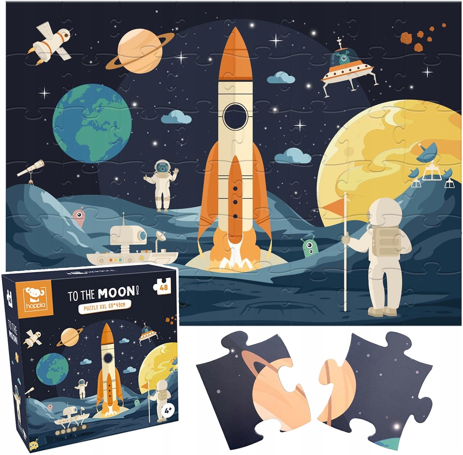 Hoppla Puzzle XXL „To the Moon” 48 db-os űrkaland 4 éves kortól