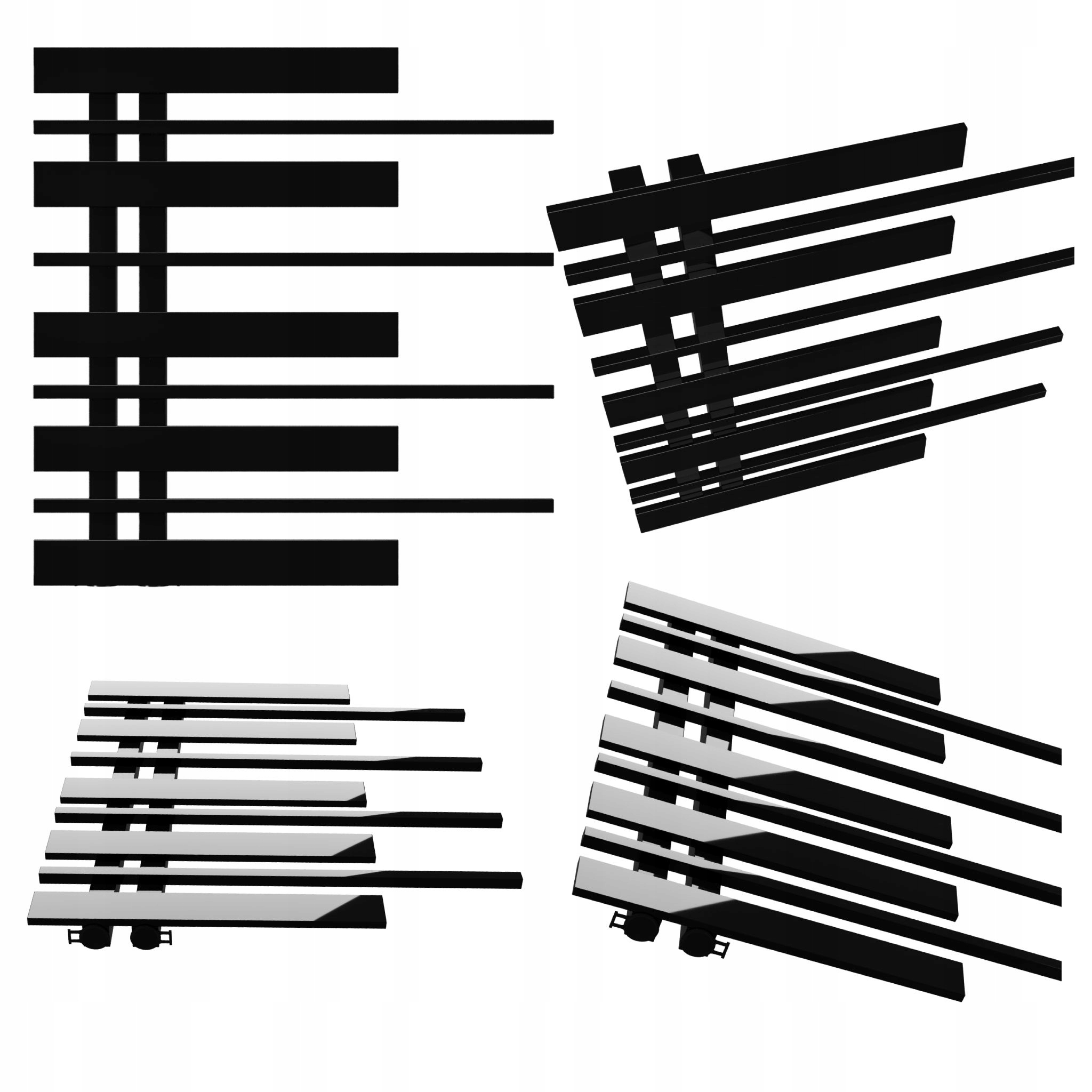 Koupelnový radiátor Pianino 585x570 Černý Lesk Levý