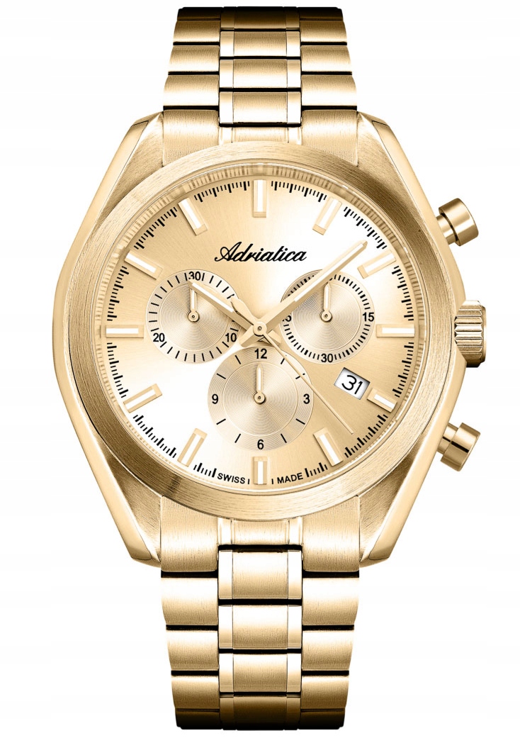 Nové Originální Pánské Hodinky Adriatica A8350.1111CH chronograf zlatý