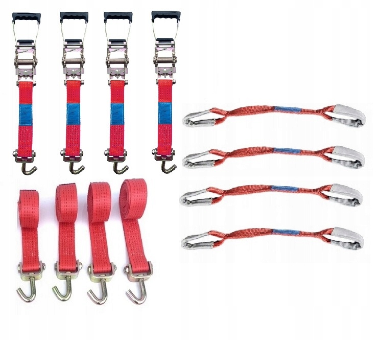 Sada 4 pásů 3M 4T s otočným hákem Pogumovaná rukojeť Obšívka 45 cm