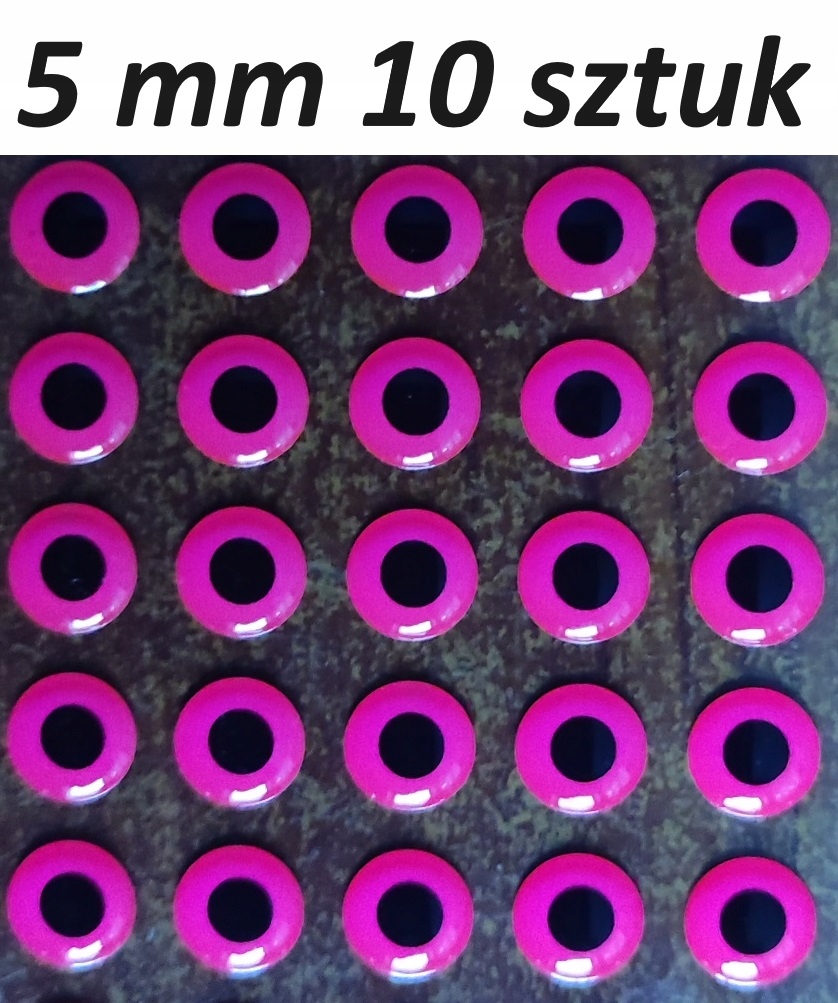 Oczy 3D Różowe (fluo) 5 mm 10 sztuk