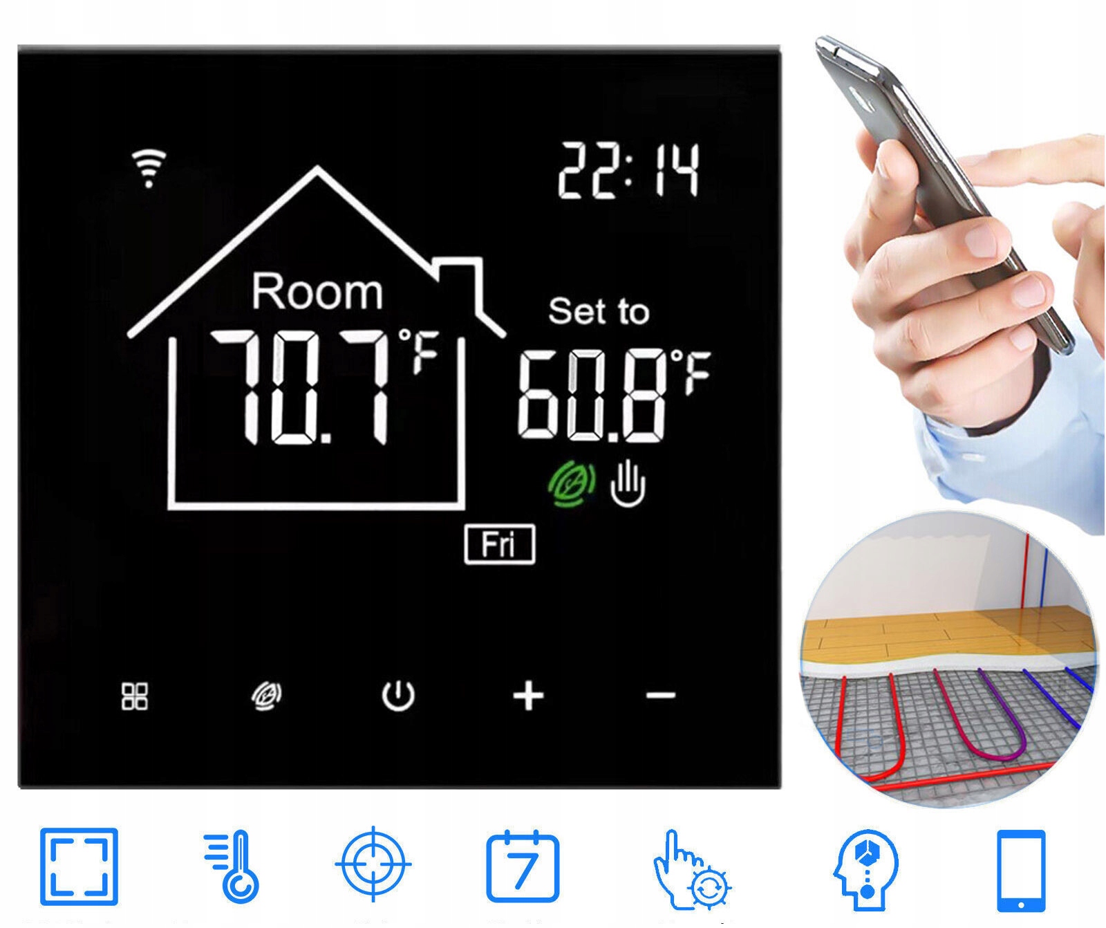 

Termostat WiFi Tuya/Smartlife 16A Ekran dotykowy
