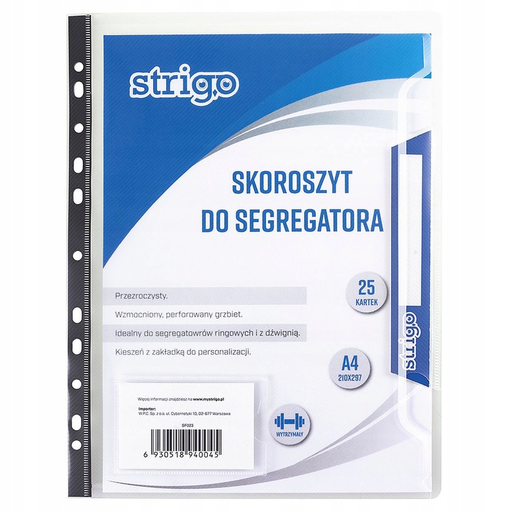 

Skoroszyt Do Segregatora Strigo A4 Przezroczysty