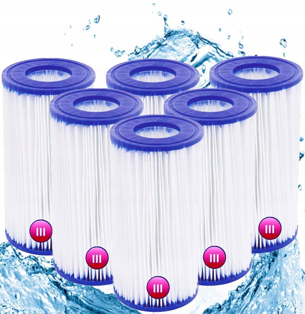 6x Filtr Do Bazénu Čerpadla Bestway Filtrační Vložka 58012 Typ III