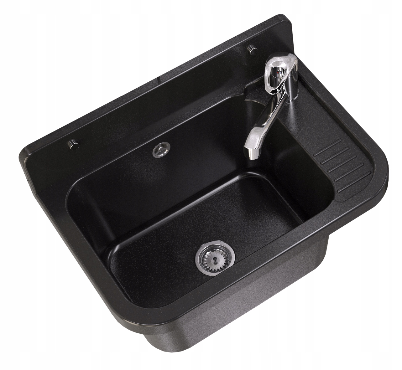 Černý Technický Dřez Komora Garáž Baterie Chrom