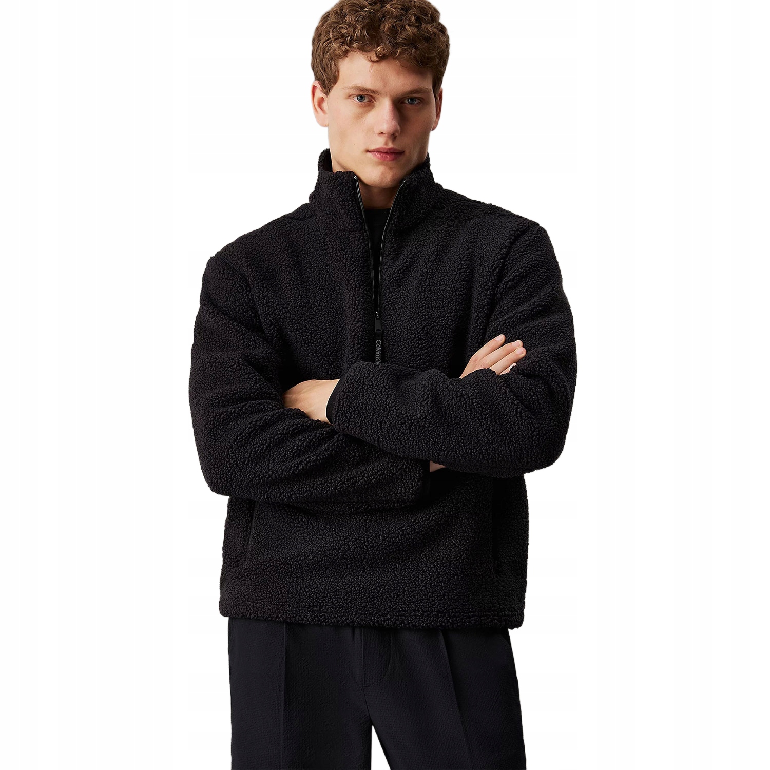 Calvin Klein Černá Pánská Mikina S Vysokým Límcem S Xta