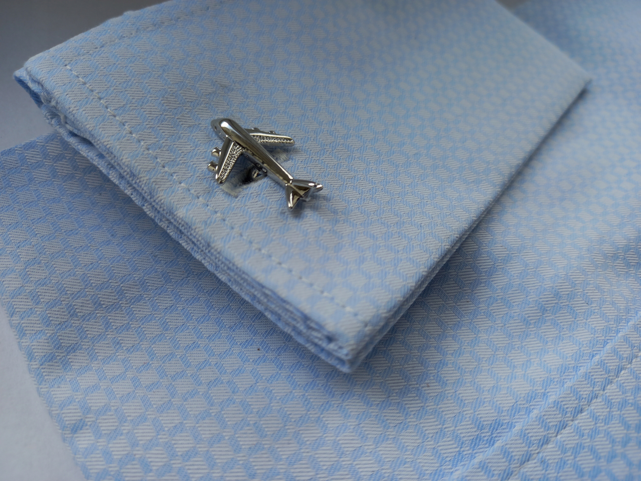 Spinki do mankietów koszul EXC Srebrny Samolot Airbus 380 Boeing 747 Lotnik Marka Inna marka