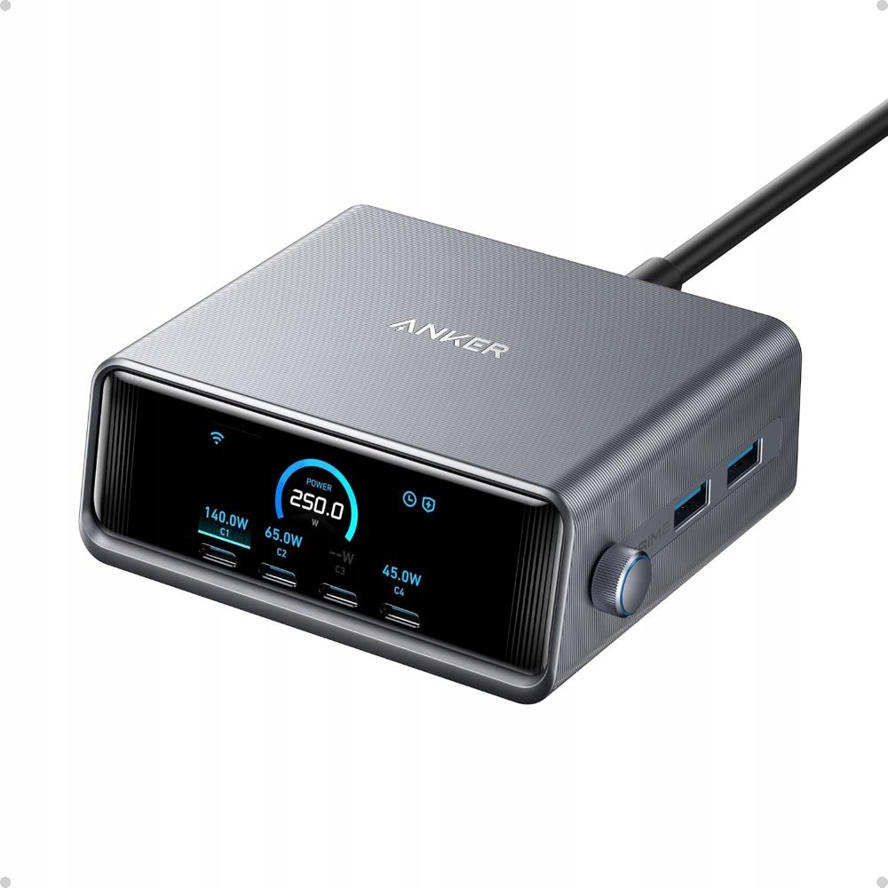 Ładowarka Anker Prime 250 W Usb-c, ultraszybka 6-portowa ładowarka GaN
