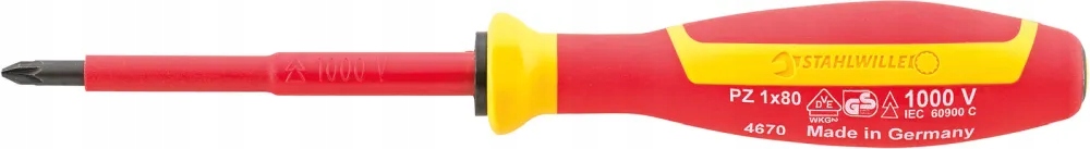 Wkrętak krzyżowy PZ1, VDE/1000V, DRALL+, (4670 VDE 1), Stahlwille [46703001