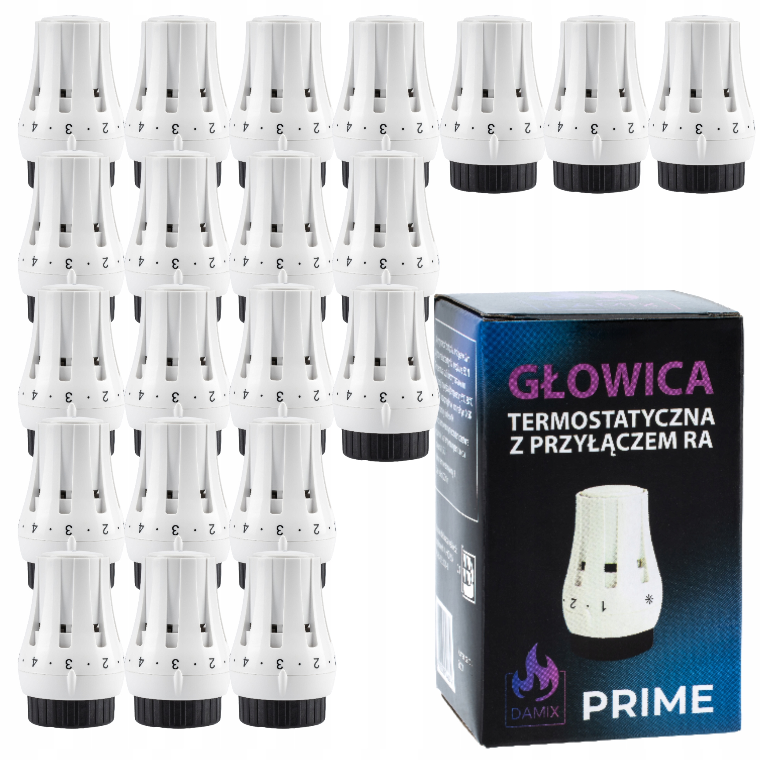 Głowica Termostatyczna Termostat Grzejnika Pokrętło Zestaw 21 Sztuk Click