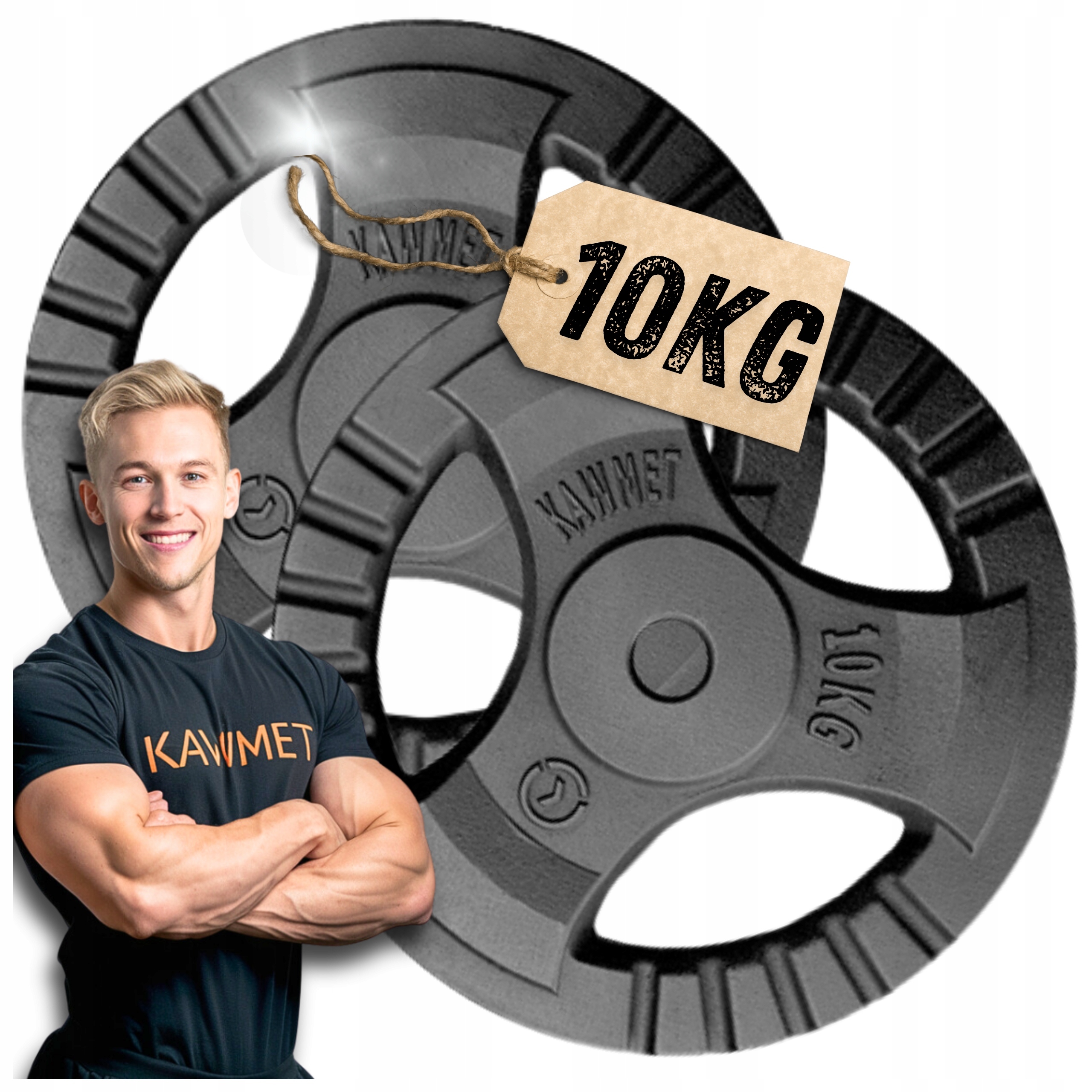 Komplet Obciążeń Kierownica siłownia domowa fitness Kawmet 2x10kg 30,5mm