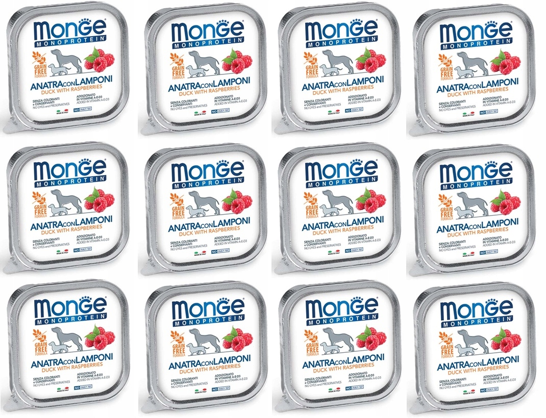 Levně Monge Dog Fruit M Kachna s malinami 12 x 150 g