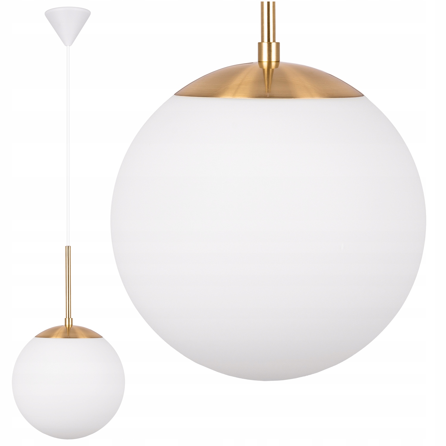 Złota Lampa wisząca Sufitowa szklana Kula biała E27 nowoczesna Led Żyrandol