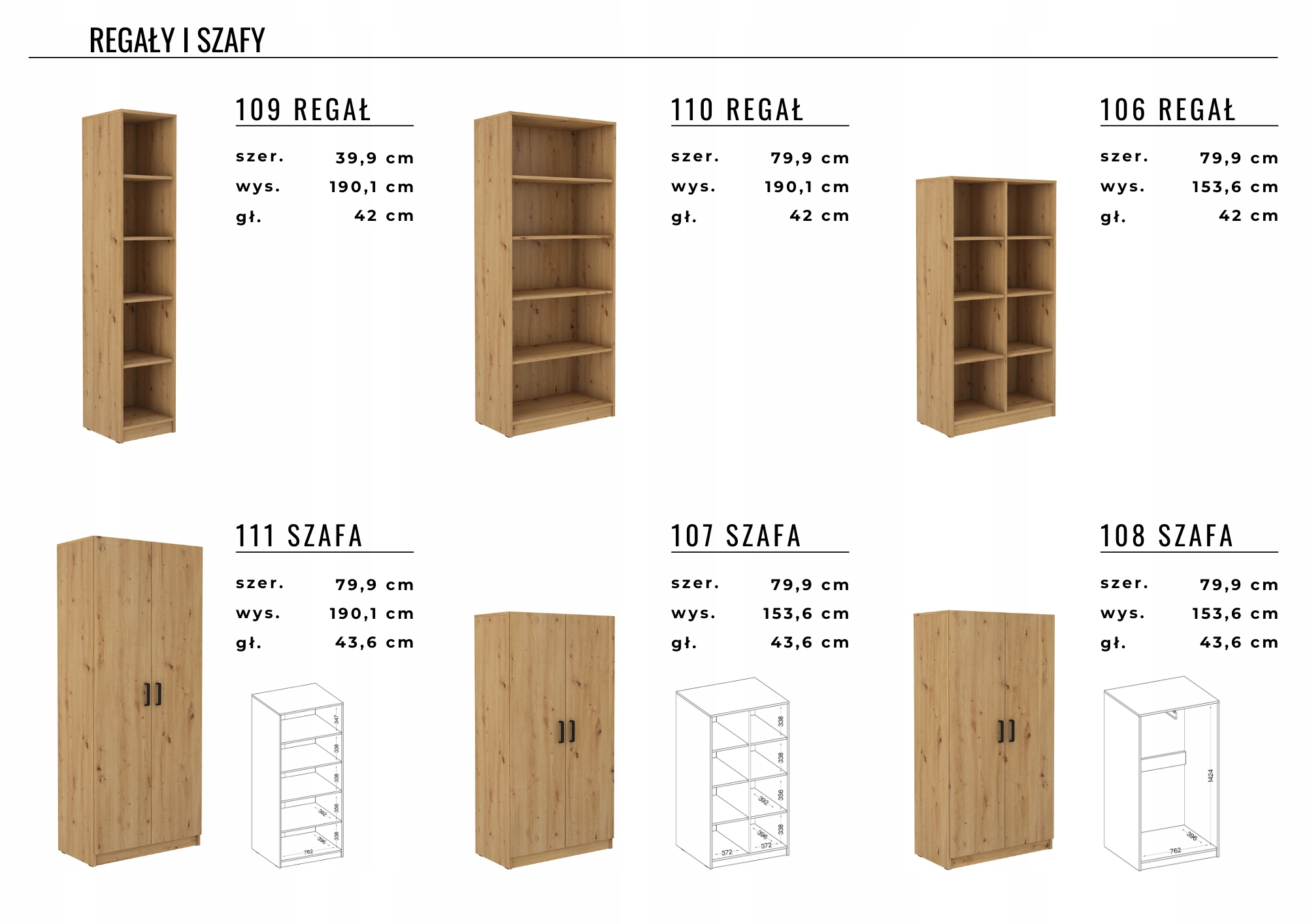 Regał zamknięty - wieszak OLIVER (108) Rodzaj stojące
