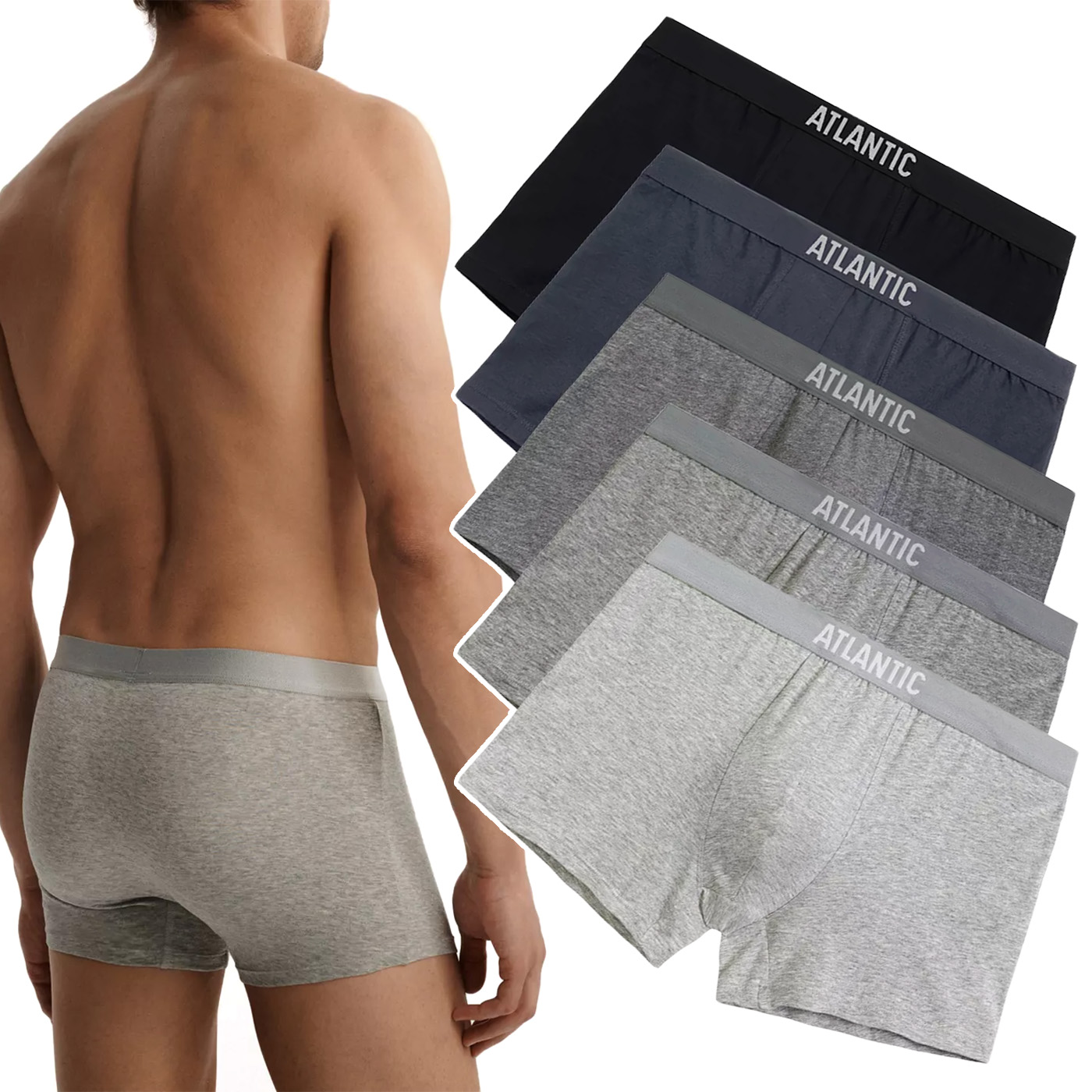 x5 Pánské sportovní boxerky Atlantic 5BMH-011 Bavlněné šortky XL