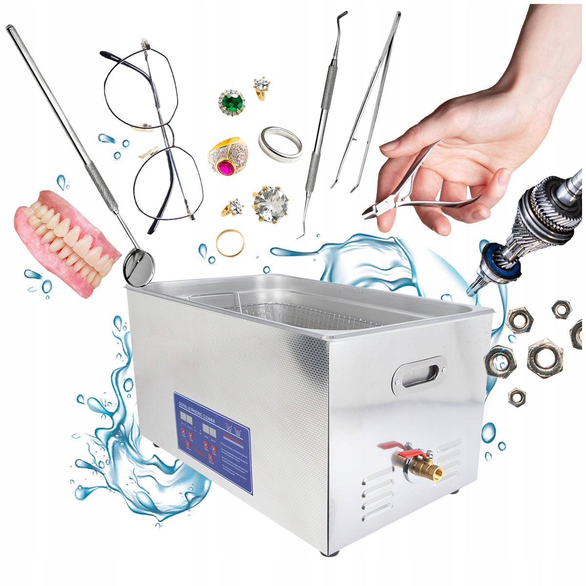 Ultrazvuková myčka vana 22 l kosmetický sterilizátor TH-80A 1080W košík