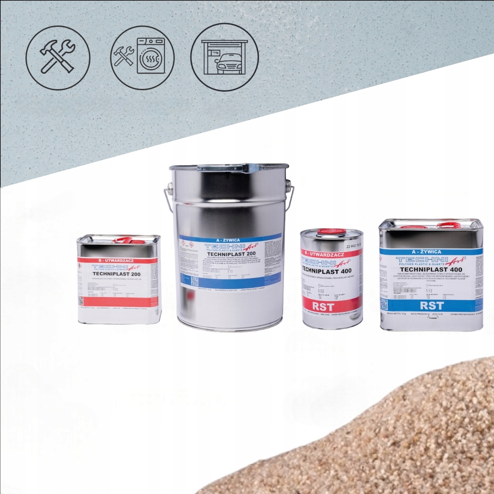 Set Pryskyřic – protiskluzová podlaha garáž/dílna 50 m2 (systém Nq)