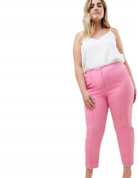 

255C* Plus Size Spodnie Damskie Różowe Proste 5XL