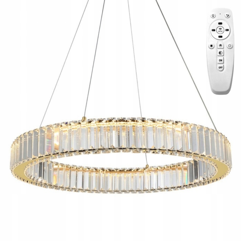 Żyrandol Kryształowy Lampa Wisząca Sufitowa Lustrzany Salonu Z Pilotem