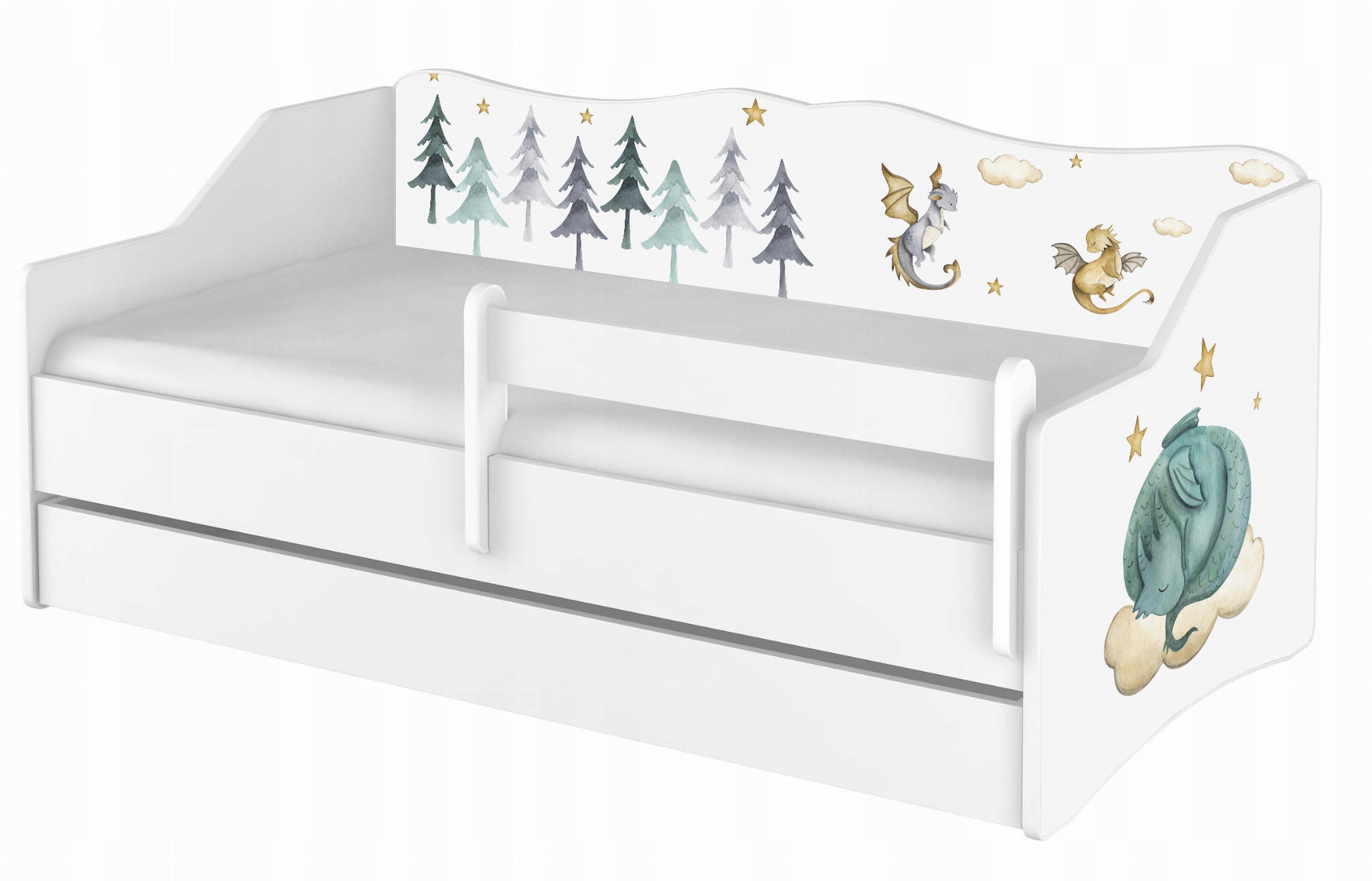 Łóżko dziecięce dla dziecka LULU 160x80 szuflada materac 10cm WZORY Długość 162 cm