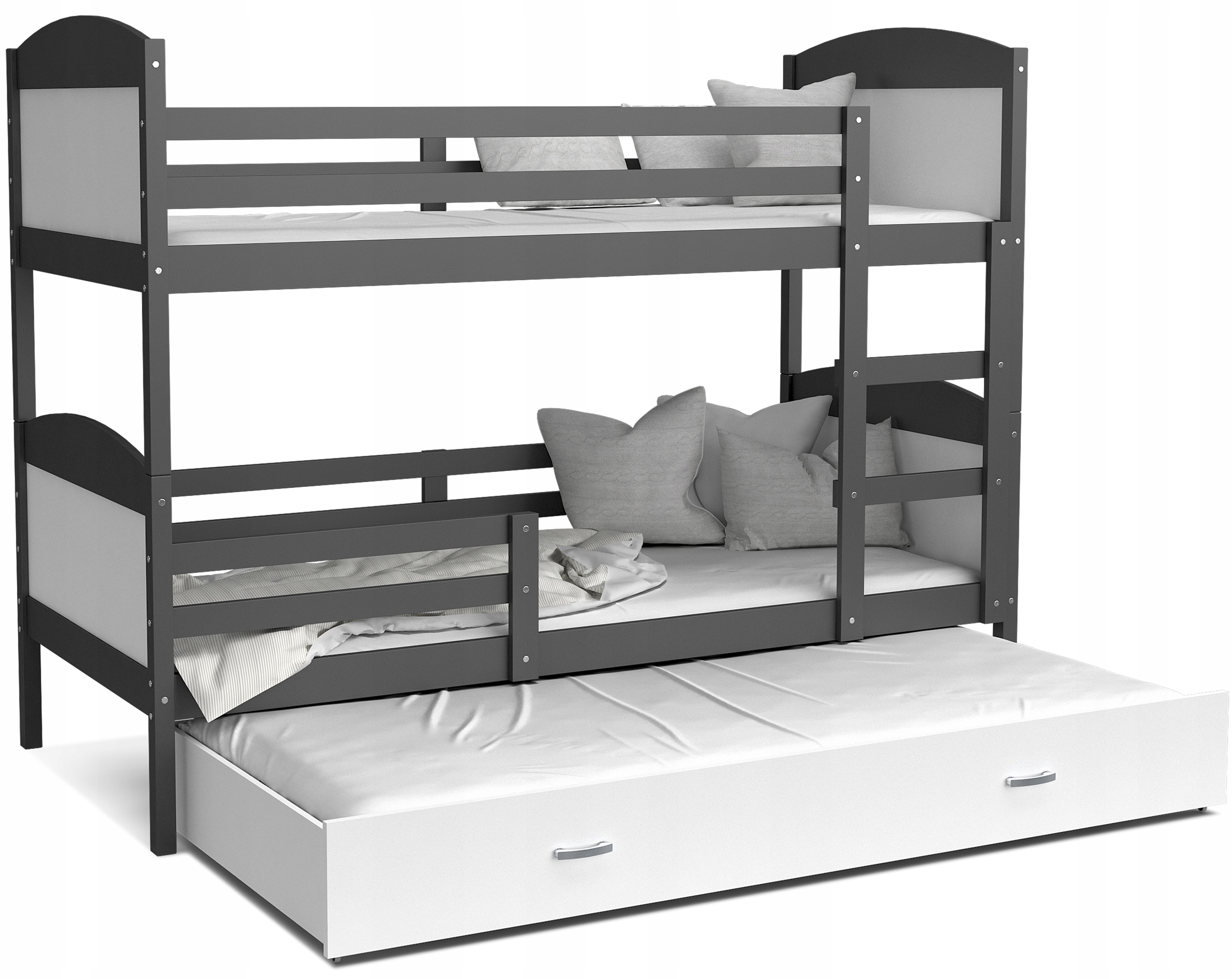 Łóżko piętrowe 200x90 szare białe MATEUSZ 3