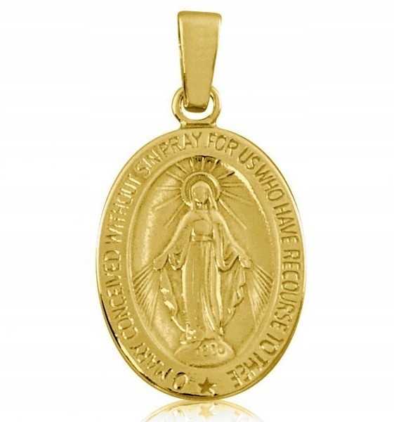 Oboustranný Zlatý Medailonek S Zázračnou Pannou Marií Pr. 585