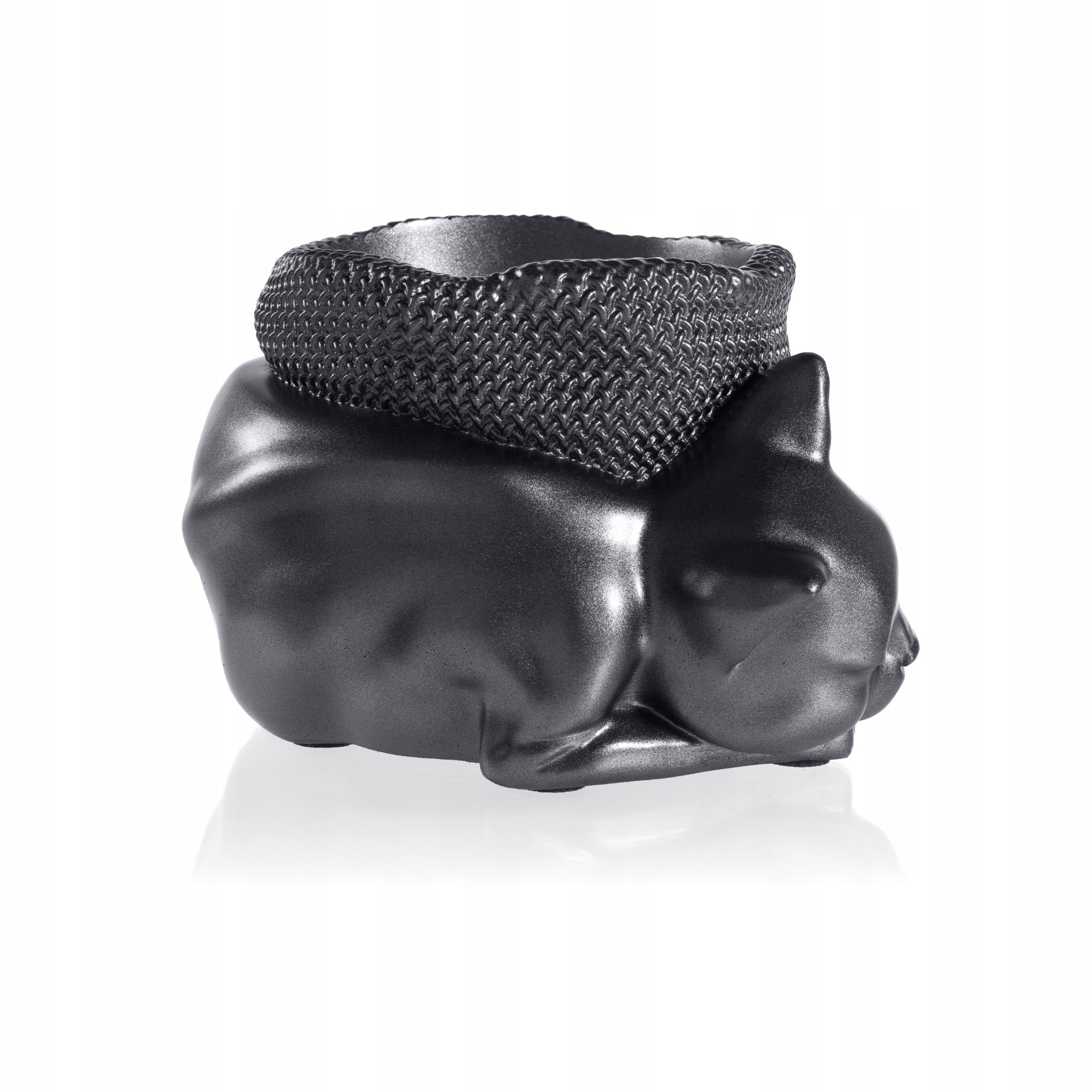 Květináč Sleepy Cat Black Metallic 12 cm Ozdoba Kočka