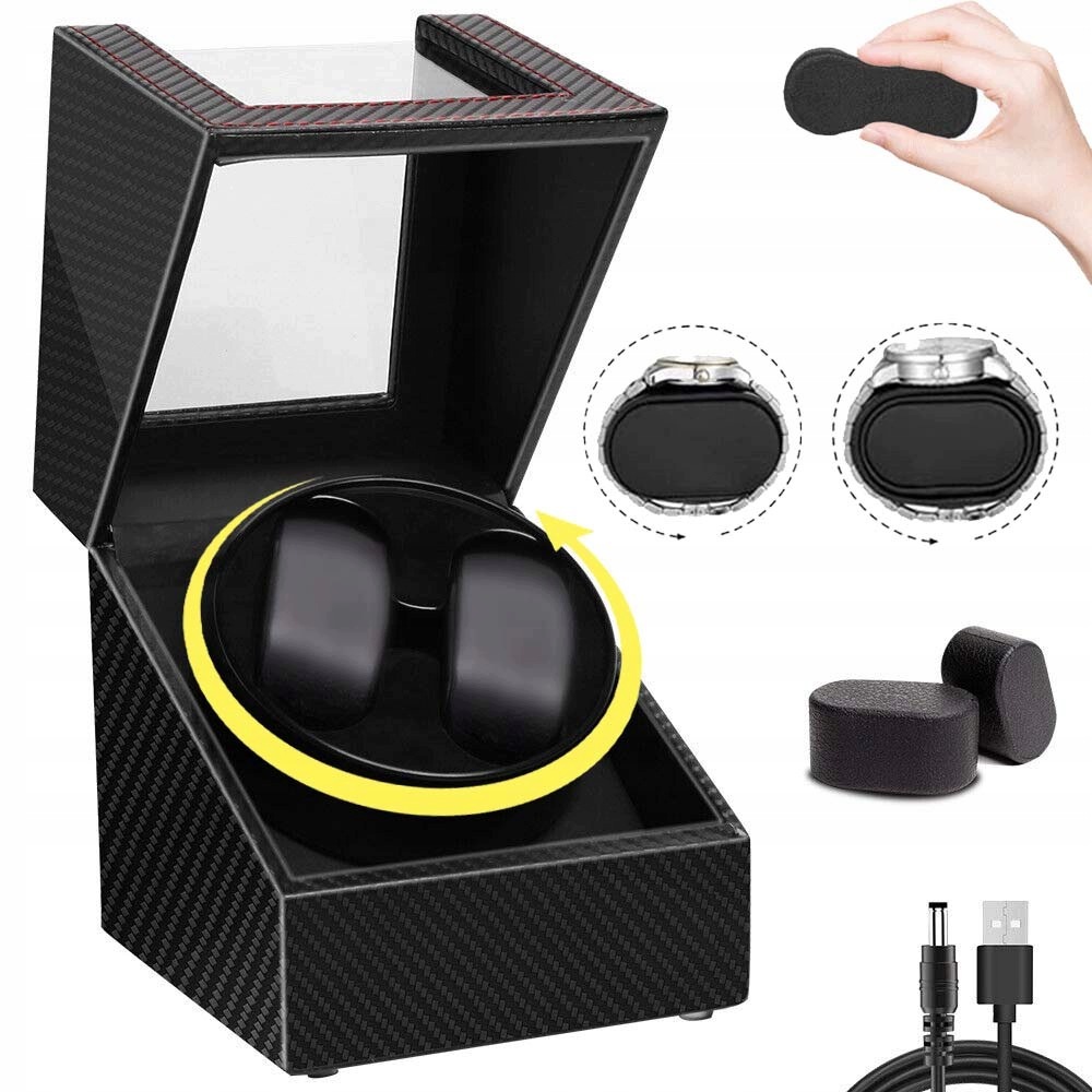 Rotomat Pro 2 Hodinky Z Ekokůže, Ultra Tichý, Otáčení Přes Usb Premium, Černý, Premium