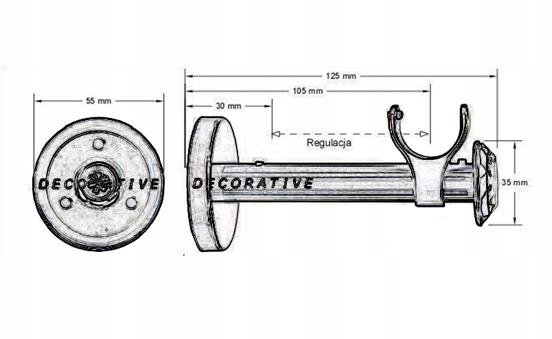 25 mm WSPORNIK Pojedynczy ROYAL karnisz ZŁOTY Kolor mosiądz złoty