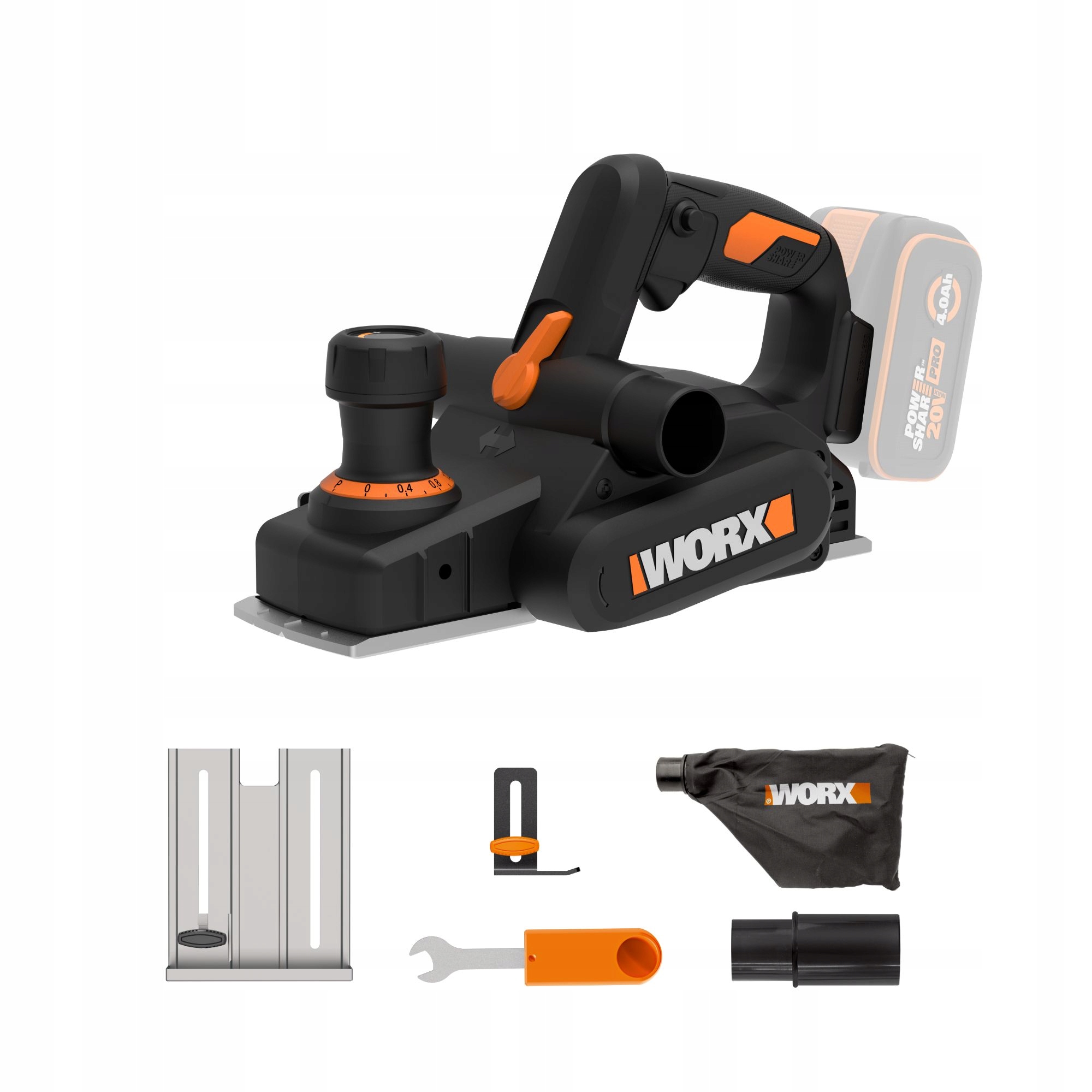 Strug bezprzewodowy Worx WX620.9 20V szerokość strugania 82 mm