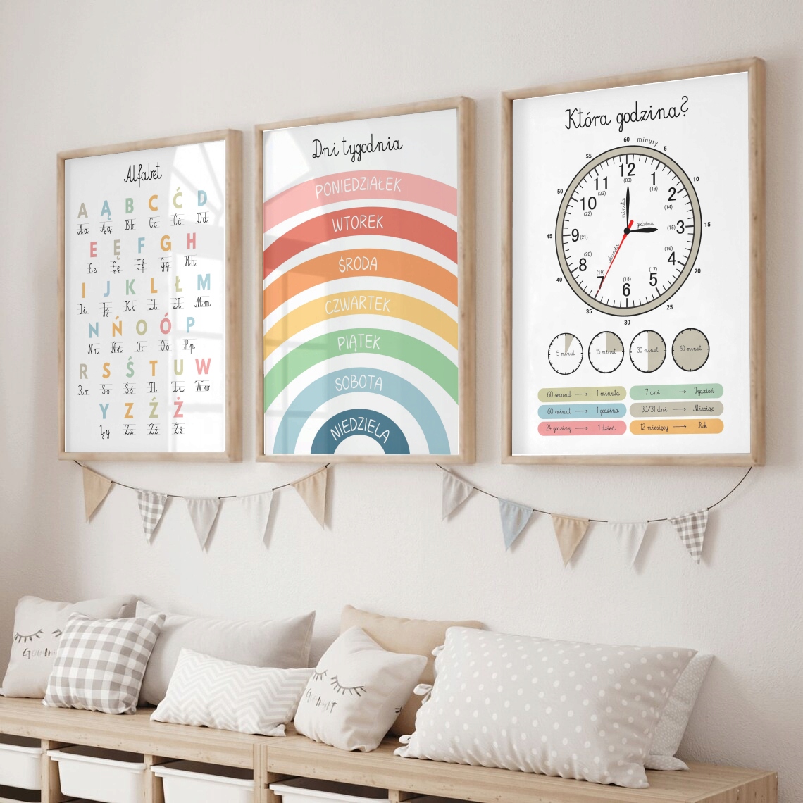 PLAKAT EDUKACYJNY OBRAZEK ALFABET LITERY MONTESSORI NAUKA SZKOŁA 30x40 Stan opakowania oryginalne