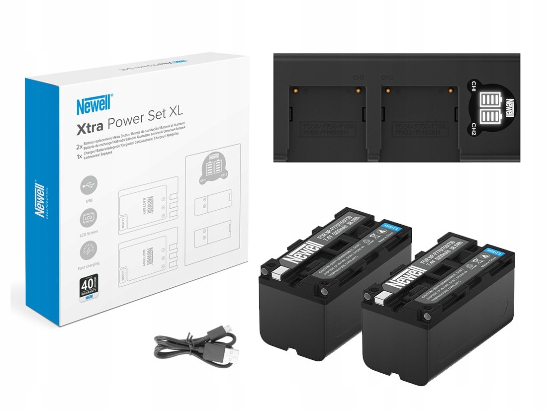 Zestaw ładowarka dwukanałowa Newell DL-USB-C +2 akumulatory NP-F770 do Sony