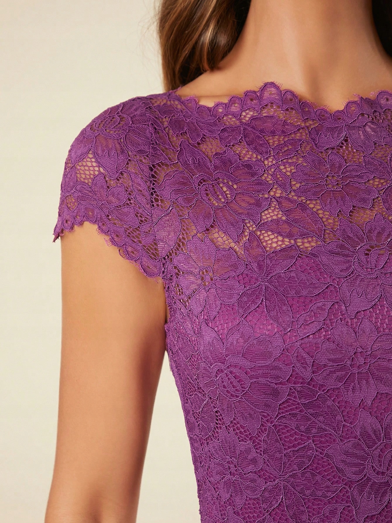 Šaty Rozkládací Fialová Maxi Krajková Večerní Shein Xs 34