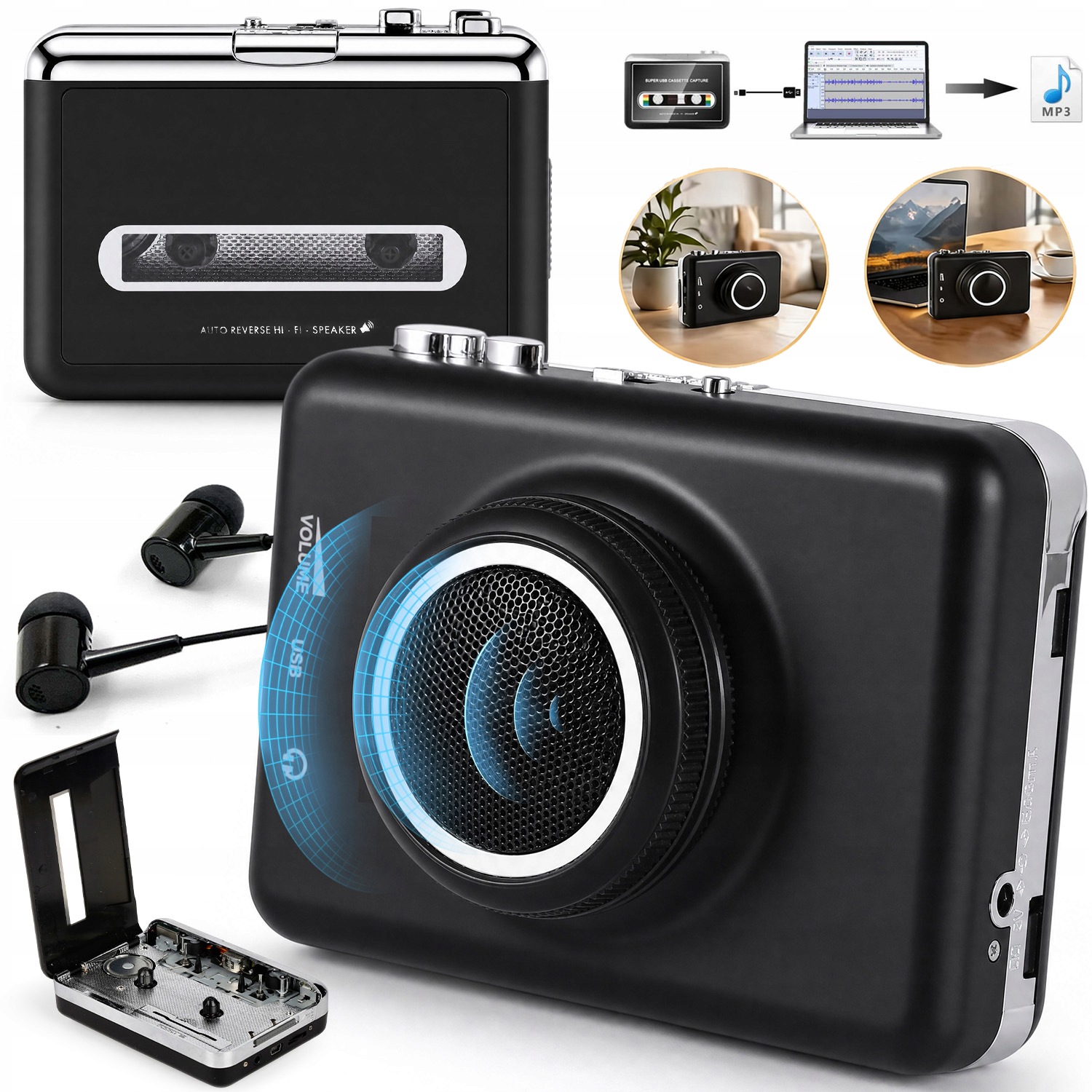 Konvertor Kazety Usb Na MP3 Konvertor Pásky Na Digitální Zvuk Ze Sluchátek