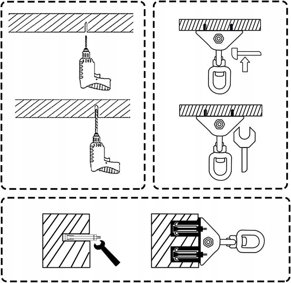 HAK SUFITOWY, FOTEL WISZĄCY, DO 450 KG, UCHWYT ZE STALI NIERDZEWNEJ Waga produktu z opakowaniem jednostkowym 0.73 kg