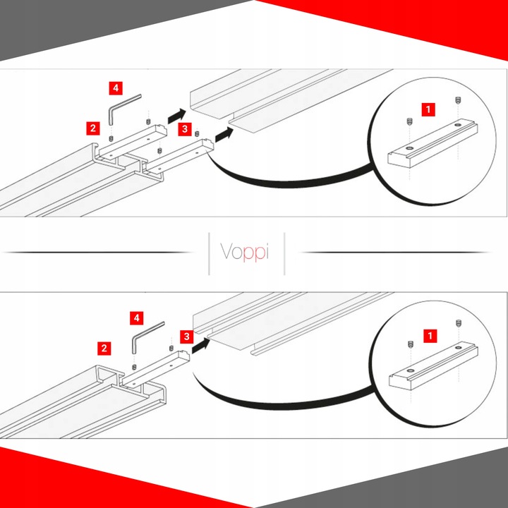 SZYNA SUFITOWA SMALL ALU + OSŁONA ALU POJ. 210 CM Zawartość zestawu komplet