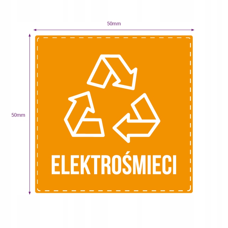 Naklejka recykling segregacja ELEKTROŚMIECI 5cm