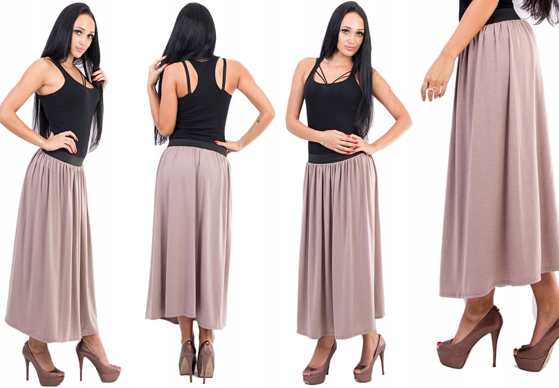 D07 DŁUGA SPÓDNICA NA GUMIE KOLORY CAPPUCCINO r. 36 Marka Genesy