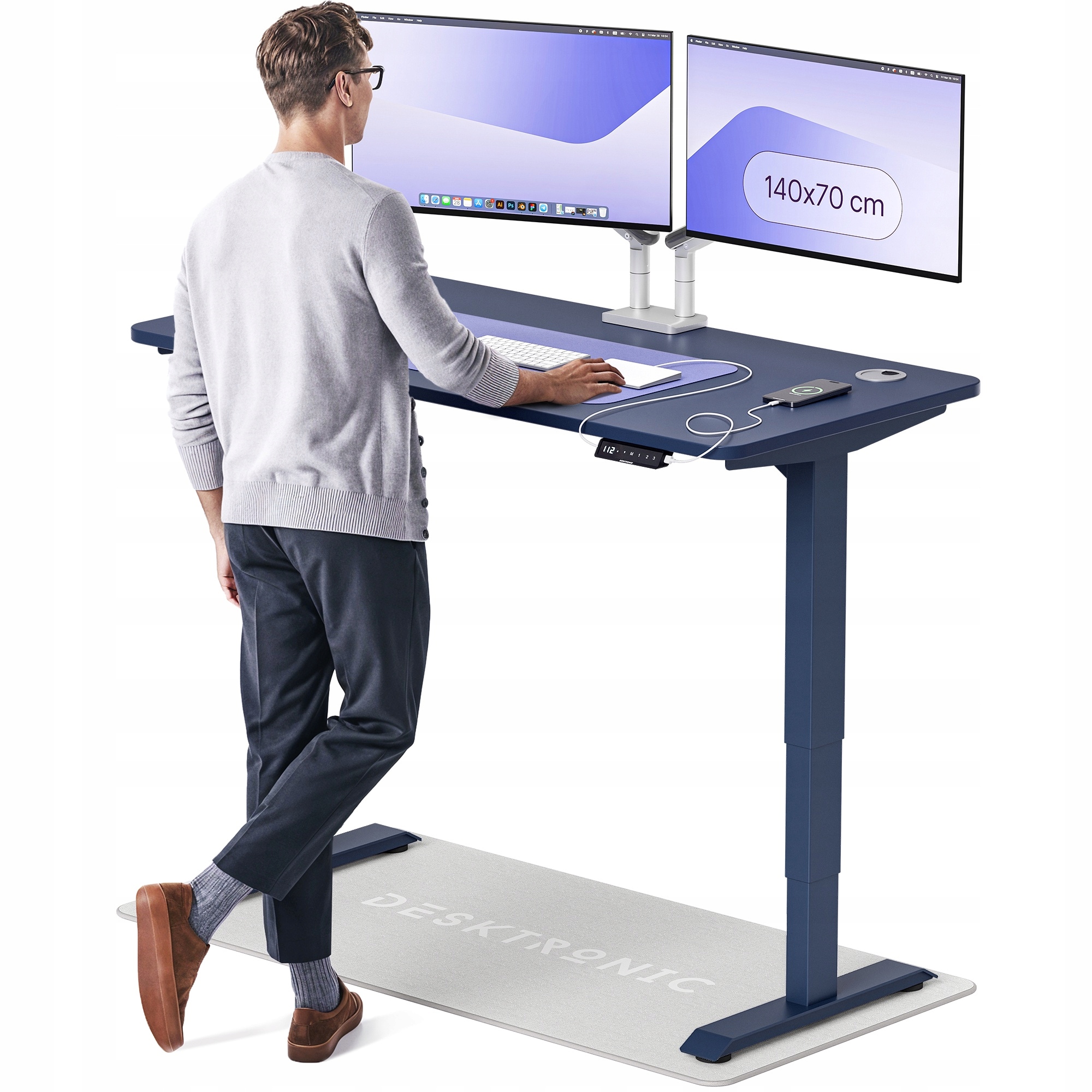 Biurko z elektryczną regulacją wysokości HomePro 140x70 cm Niebieski