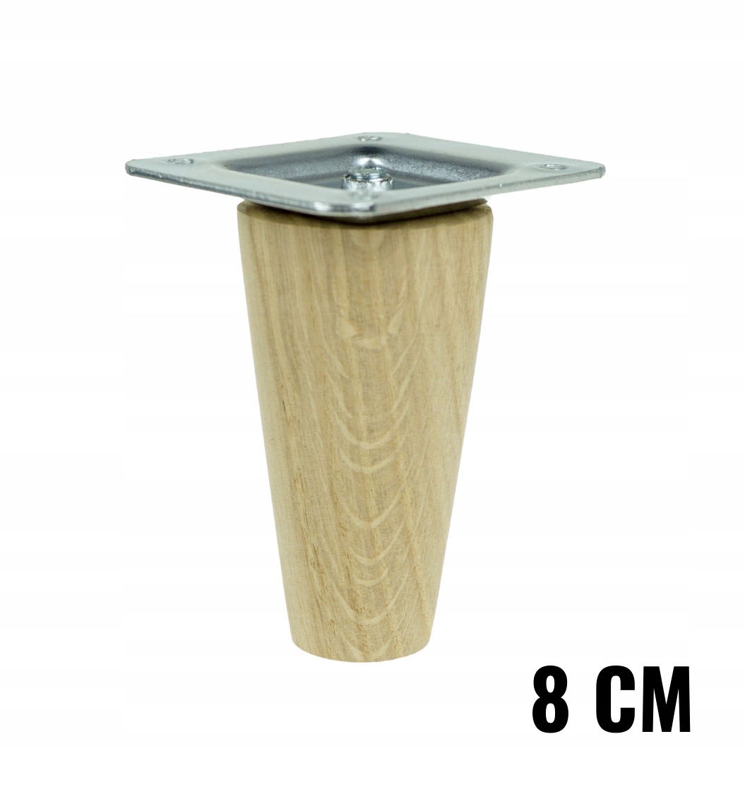 

1x Nóżka noga dębowa prosta surowa z blachą 8 cm